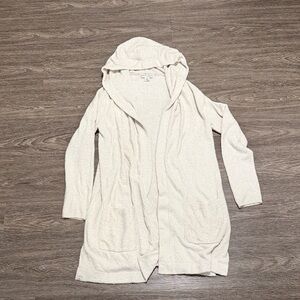 Barefoot Dreams Cream Hooded Open-Front Cardigan
